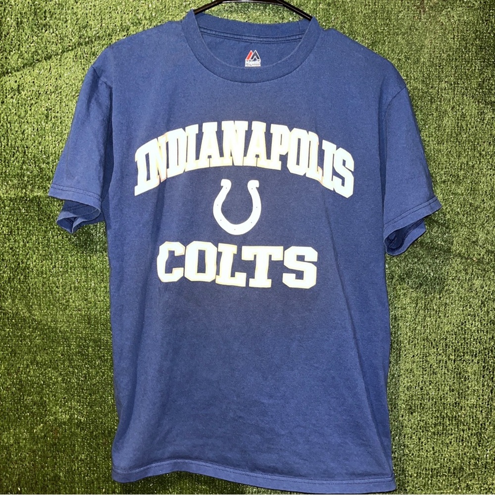 Indianapolis Colts Blue Majestic Shirt M Majestic tag NFL Indiana Football
